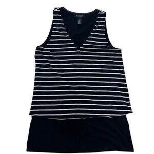 White House Black Market Tank Top XXS Black White Striped‎ Sleeveless Layered